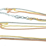 Tri Colour Wheat Chain Gold Plated Necklace