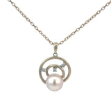 Akoya Orbit Pearl and Diamond Pendant