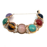 Multi Stone Hinged Link Bracelet in 9ct Yellow Gold