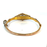 Antique Pearl Turquoise Snap Bangle in 9ct Yellow Gold