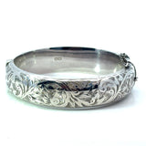 Wide Engraved Snap Bangle in Sterling Silver - 16.0mm