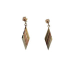 Tri Gold Drop Earrings