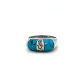 Curved Turquoise Ring in Sterling Silver