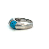Curved Turquoise Ring in Sterling Silver
