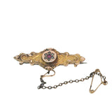 Antique Seed Pearl Pink Tourmaline Brooch in 9ct Gold