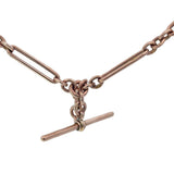 Antique Paperclip Link Fob Chain Necklace - Rose Gold