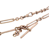 Antique Paperclip Link Fob Chain Necklace - Rose Gold