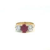 Ruby Diamond Ring - Three Stone
