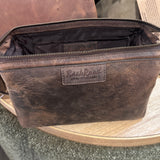 Leather Toilet Bag - Brown