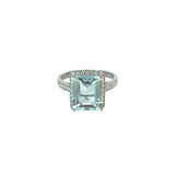 Aquamarine Diamond Ring in 18ct White Gold -4.30 carats