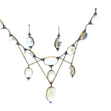 Art Nouveau Moonstone Festoon Necklace and Earrings