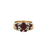 Rhodolite Garnet and Diamond Wedding Band