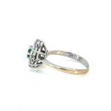 Emerald Diamond Cluster Ring 18ct White Gold