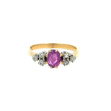 Pink Sapphire Diamond Cluster Trilogy Ring