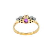 Pink Sapphire Diamond Cluster Trilogy Ring