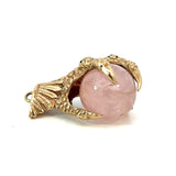 Pendant Charm in 9ct Yellow Gold - Eagle Claw Rose Quartz Sphere