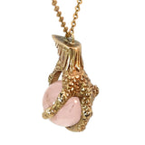 Pendant Charm in 9ct Yellow Gold - Eagle Claw Rose Quartz Sphere