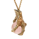 Pendant Charm in 9ct Yellow Gold - Eagle Claw Rose Quartz Sphere