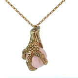 Pendant Charm in 9ct Yellow Gold - Eagle Claw Rose Quartz Sphere