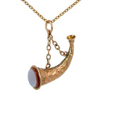 Antique Charm in 9ct Yellow Gold - Pocket Seal Horn