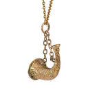 Antique Charm in 9ct Yellow Gold - Pocket Seal Horn