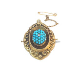 Antique Turquoise Diamond Victorian Brooch