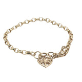 Gold Belcher Bracelet with Heart Lock Clasp