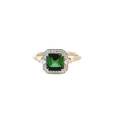Diamond Halo Tourmaline Ring