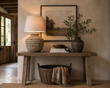 Ceramic Round Table Lamp - Vintage Brown