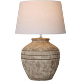 Ceramic Round Table Lamp - Vintage Brown