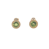 Round Brilliant Peridot Diamond Stud Earrings