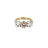 Three Stone Lab Pink and White Diamond Ring - 3.99cts