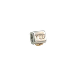 Pandora Charm in 14ct Yellow Gold and Sterling Silver - I Love You