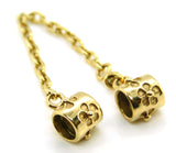 Pandora Charm in 14ct Yellow Gold - Flower Safety Chain Charm Bead