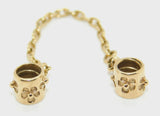 Pandora Charm in 14ct Yellow Gold - Flower Safety Chain Charm Bead