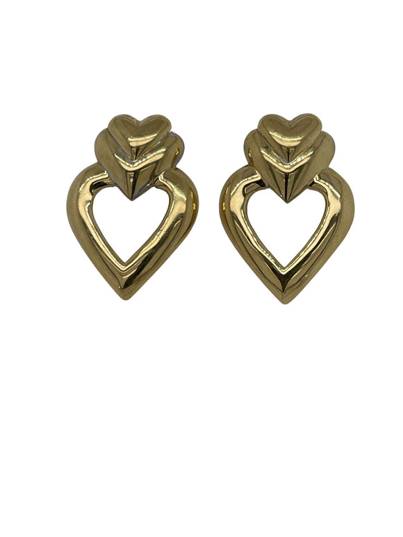 Heart Design Gold Earrings