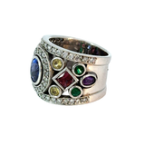 Diamond and Multi Coloured Ring