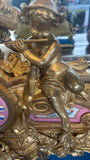 Antique French Gilt Mantel Clock on Stand