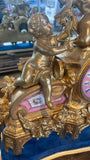 Antique French Gilt Mantel Clock on Stand