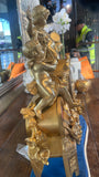 Antique French Gilt Mantel Clock on Stand