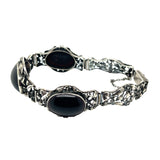 Sterling Silver Cabochon Onyx Bracelet