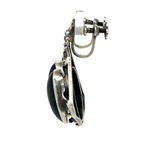 Sterling Silver Cabochon Onyx Drop Earrings