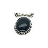 Sterling Silver Cabochon Onyx Brooch