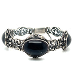 Sterling Silver Cabochon Onyx Bracelet