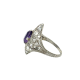 Antique Amethyst Diamond Cluster Ring