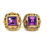 Estate Synthetic Corundum Screw Back Earrings