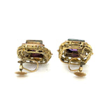 Estate Synthetic Corundum Screw Back Earrings