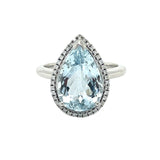 Pear shaped Aquamarine Diamond Ring