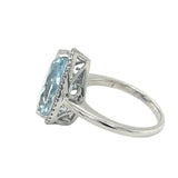 Pear shaped Aquamarine Diamond Ring