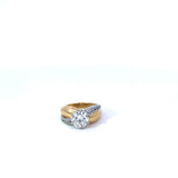 Large Diamond Cross Over Solitaire Ring